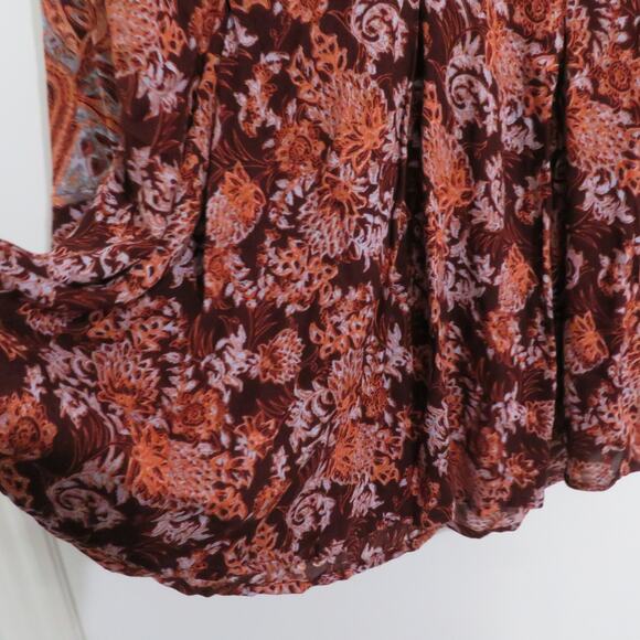 Free People Womens Sz XS Burgundy Red High Neck Cut Out Long Sleeve Tunic Top - Picture 4 of 9